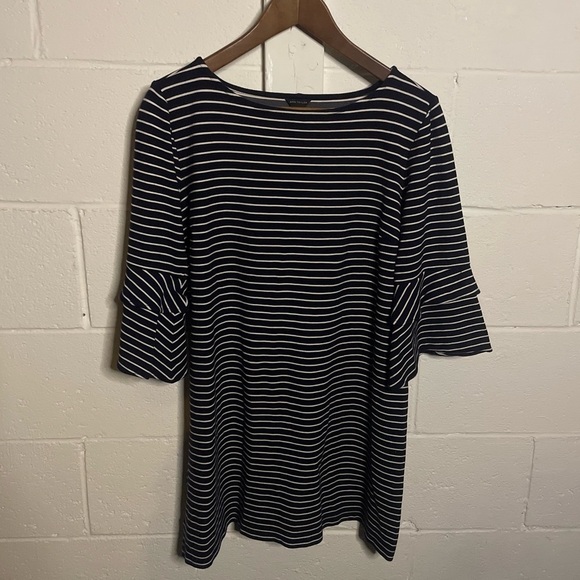 Ann Taylor Navy | White Stripe Dress Sz 12 - Picture 2 of 6